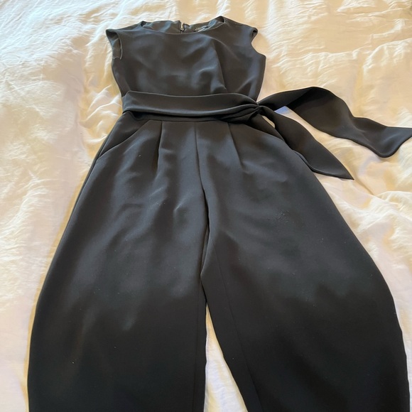 Tahari ASL Side Tie Scuba Crepe Crop Wide Leg Jumpsuit - Picture 6 of 7